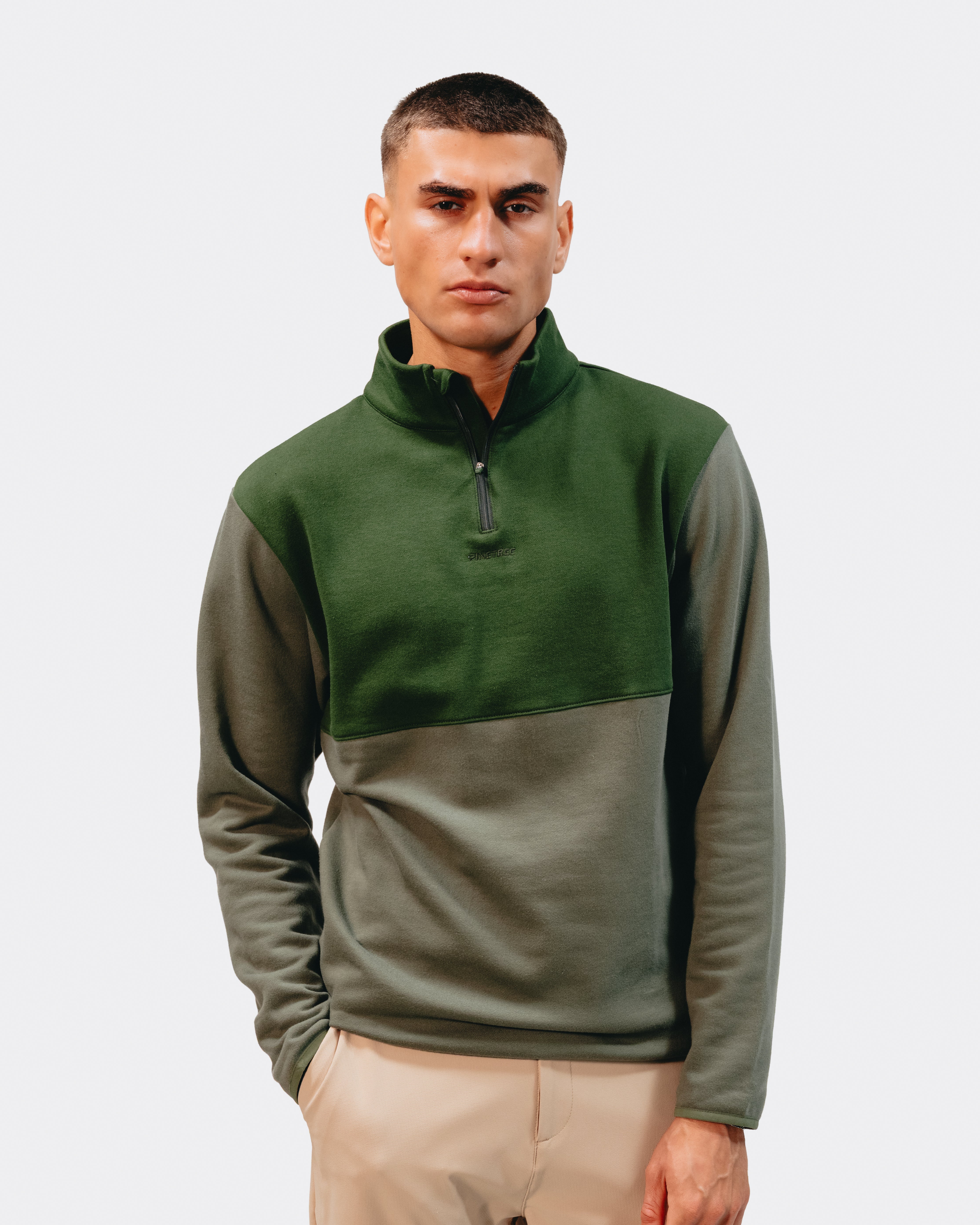 Quarter zip long sleeve - Four Leaf Clover / Douglas Fir