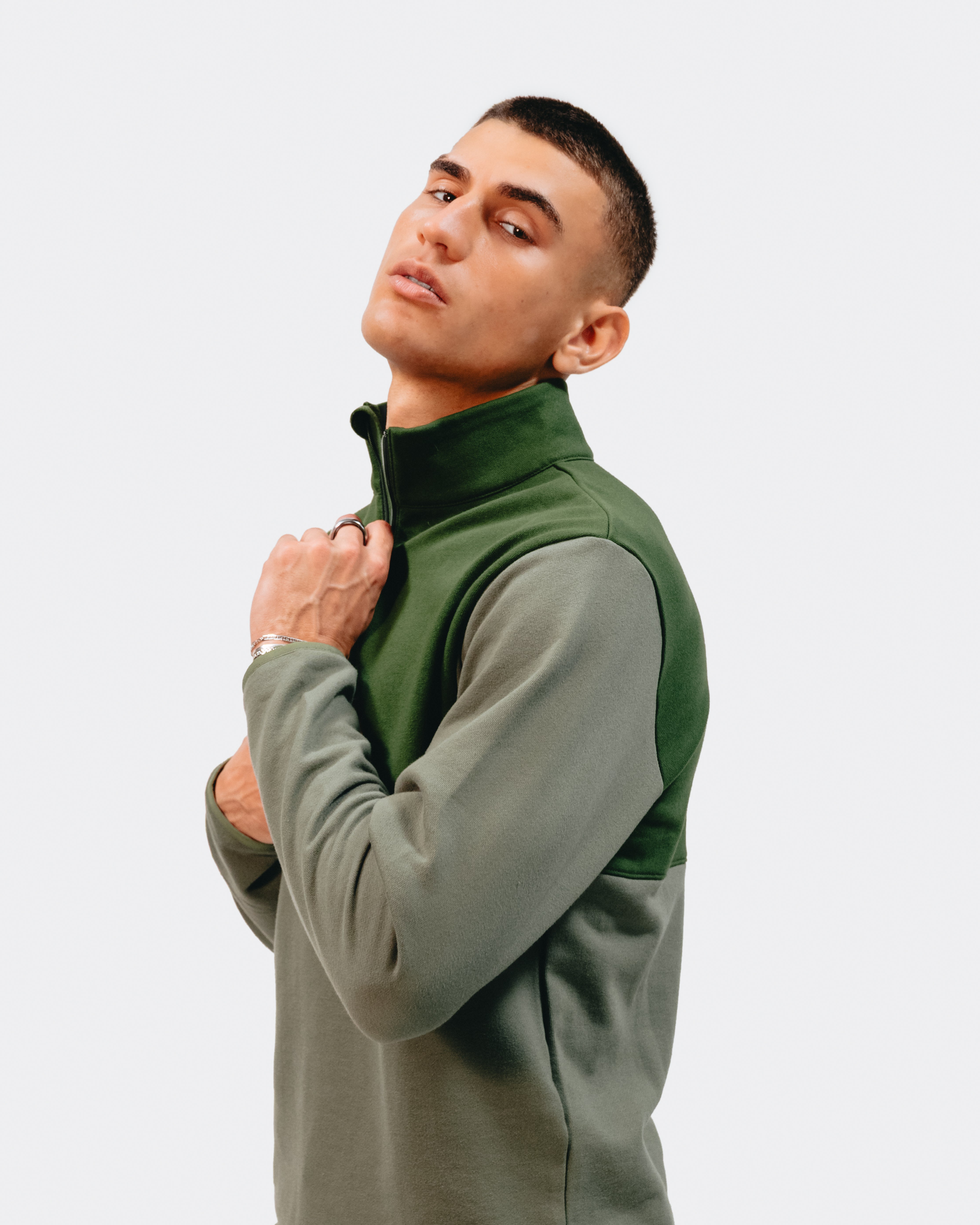Quarter zip long sleeve - Four Leaf Clover / Douglas Fir