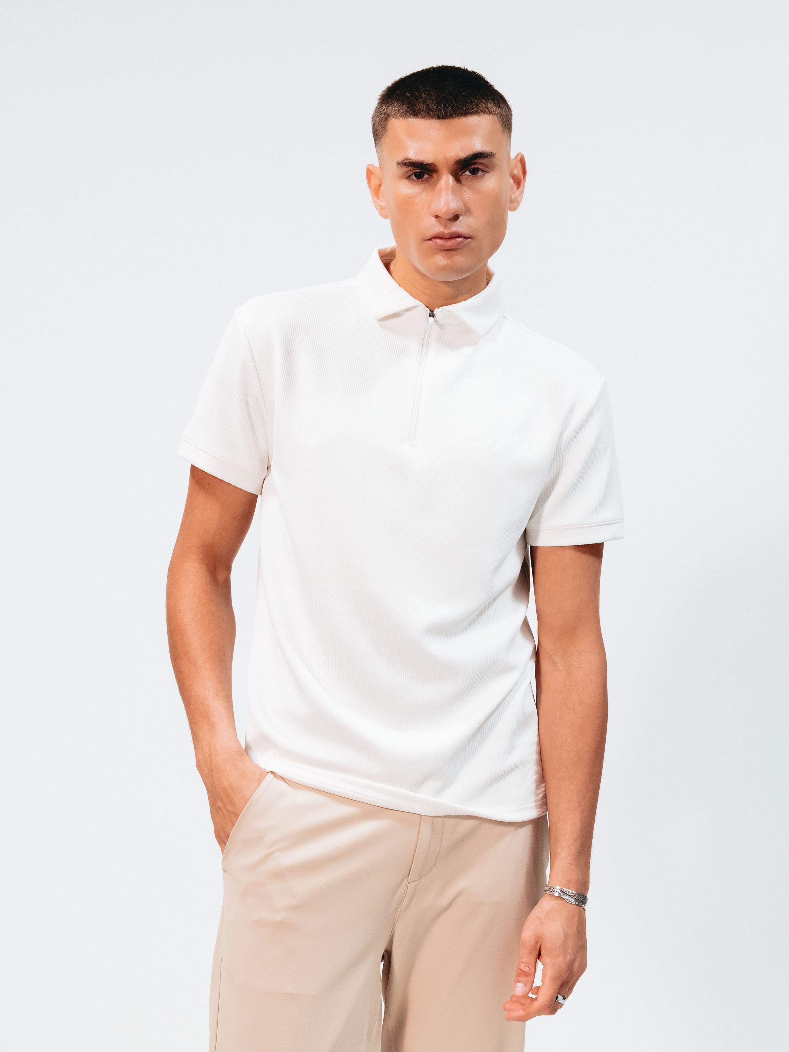 Contour Polo zipper - Cloud Dancer